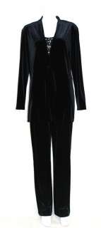 Vera Mont Black Velvet Trouser Suit Top Size 14 16  