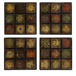  Imax 5485 4 Barberry Handpainted Ceramic Wall Tiles   Set 