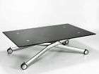 NERO HEIGHT ADJUSTABLE GLASS COFFEE DINING TABLE BLACK