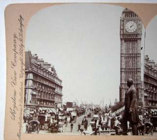 PHOTO STEREO 1902 AVENUE TO WESTMINSTER BRIDGE LONDON ENGLAND LONDRES 