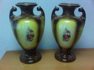 Beautiful Pair of Antique Vases   Nice Flower Design  