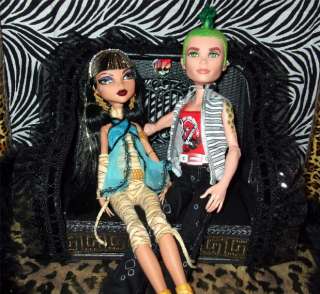 Black Chairs on Monster High Barbie Doll House Ooak Furniture Sofa Couch Abbey Spectra
