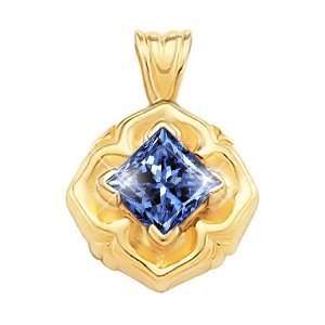   Solitaire Platinum Pendant with Blue Diamond 3/4 carat Princess cut