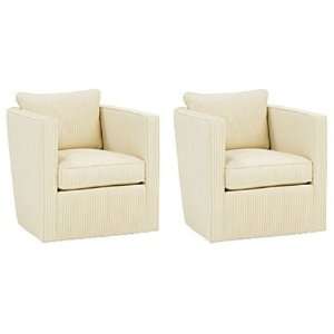   Chair Set of Two Jocelyn Designer Style Swivel Fabric Accent Chairs