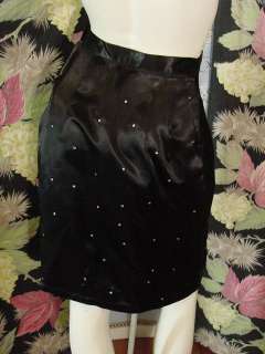 60s Black satin skirt w/RS reverses to silver lame XS 24waist  