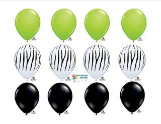   Lime Green Black 12 Latex Balloon Lot Set Animal Party Supplies  