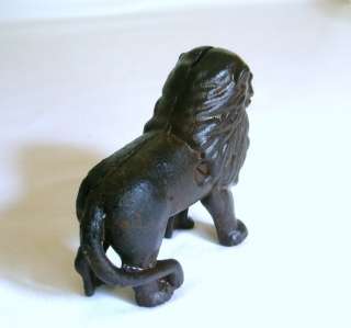 Lion Cast Iron Still Coin Bank Piggy Zoo Animal Antique Vintage Childs 