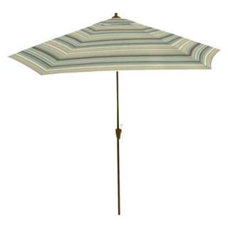Smith & Hawken® Round Crank Patio Umbrella   Blue/Brown Stripe 9 