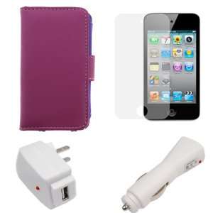   Leather Case + LCD Screen Protector for Apple iPod Touch 4th