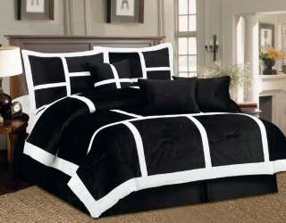 7PC New Micro Suede Comforter Set Modern Shams Decorative Pillows 