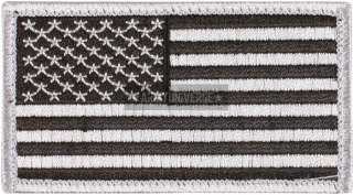Black & Silver Military USA American Velcro Flag Patch (Item #17781)