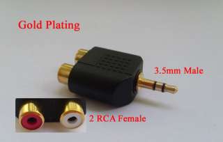 1X3.5mm Male to 2 RCA Female F Y Splitter Audio Adapter  