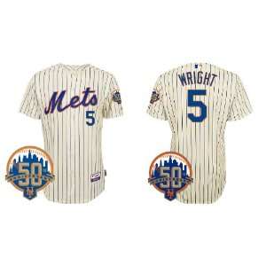  Mets Authentic MLB Jerseys #5 WRIGHT CREAM Cool Base BASEBALL Jersey 