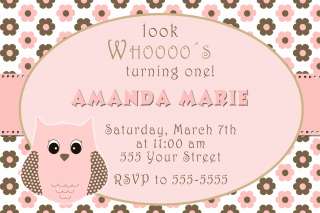 10 Owl Party Invitations Baby Shower Birthday First 1st Cards Look 