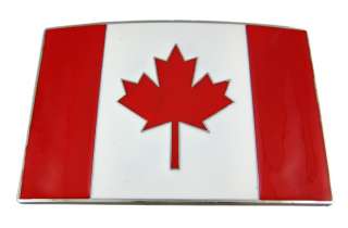 Canadian Flag Chrome and Enamel Belt Buckle Canada  