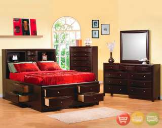 Phoenix Queen Cappuccino Storage Bed Bedroom Set New  