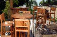 Eucalyptus Outdoor Indoor Bistro Bar Table & Bar Chairs  