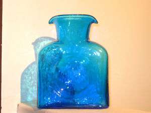 Mid Century Blenko Blue Water Jar American Art Glass Bottle Vase 384 