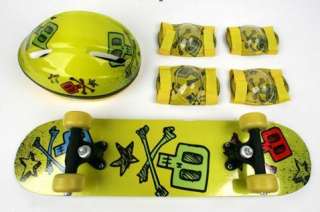 Yellow Kids Skateboard Helmet Pads Guards Combo 24  