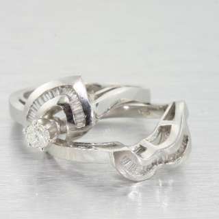   14k White Gold Diamond Heart Custom Engagement Ring Wedding Set  