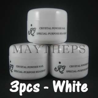 3x White Color Acrylic Powder Builder Nail Art Manicure  