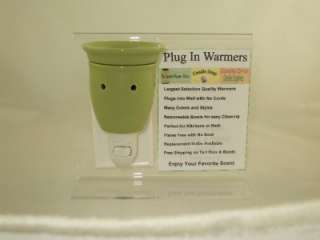   Green Plug In Ceramic Night Light Tart Warmer & Bowl 53194  