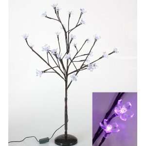 24 Enchanted Garden LED Lighted Purple Cherry Blossom Flower Tree 