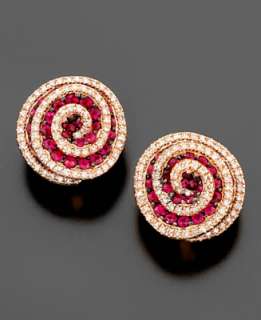 14k Rose Gold Earrings, Ruby (1 7/8 ct. t.w.) and Diamond (3/8 ct. t.w 