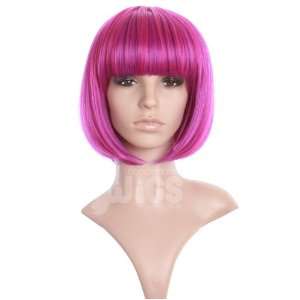   Pink and Purple bob style wig straight with fringe by Wonderland Wigs