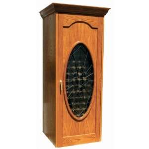   Fruitwood Reserve 160 Bottle Wine Cabinet with Oval Glass Window from
