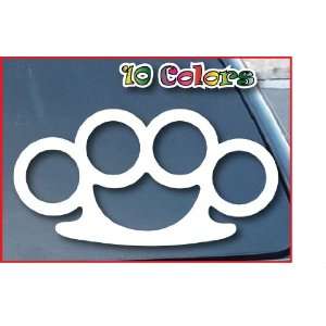 Brass Knuckle Car Window Vinyl Decal Sticker 6 Wide (Color White)