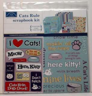 12x12 Scrapbooking PAGE KIT w/STICKERS ~ CATS RULE  