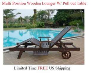 OUTDOOR WOOD CHAISE LOUNGE CHAIR PATIO TEAK FURNITURE POOL DECK  
