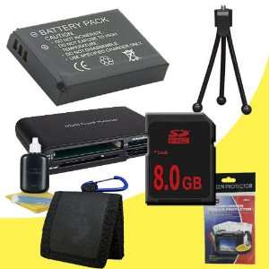  Ion Replacement Battery + 8GB SDHC Memory Card + Memory Card Reader 