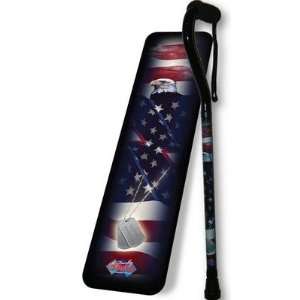   Walking Canes Military Dog Tags With Eagle Offset Walking Cane B9224