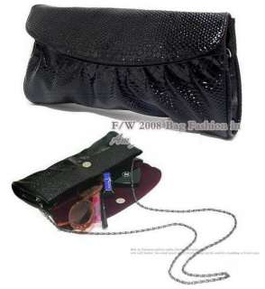 Clubbing Faux Snake Handbag Clutch Purse Black FZ246  
