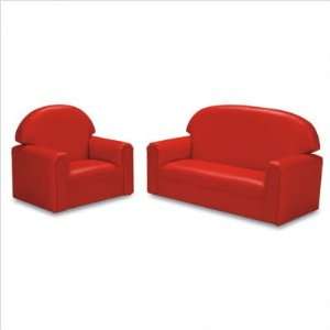   Vinyl Funky Overstuffed Infant / Toddler Sofa and Chair Set in Red