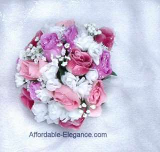 VICTORIAN Cascade SILK Flowers BOUQUETS Wedding SET 23p  