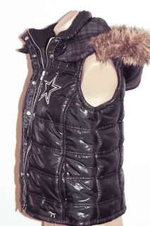   PINK Bling Sequins Fur Dallas Cowboys Hoodie Puffer Vest M  