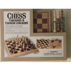    Solid Wood Chess, Checkers & Chinese Checkers Set: Toys & Games