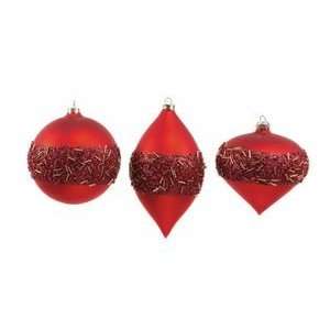   Set 12 Red and Sequin Glass Bulb Christmas Ornaments: Home & Kitchen