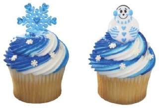   Snow Flake Snowman Cake Cupcake Picks Decoration Toppers 12  