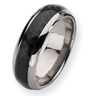 Titanium Carbon Fiber 8mm Polished Band Ring  