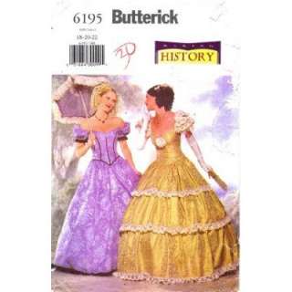 Butterick 6195 Sewing Pattern Misses Civil War Costume Gown Size 18 