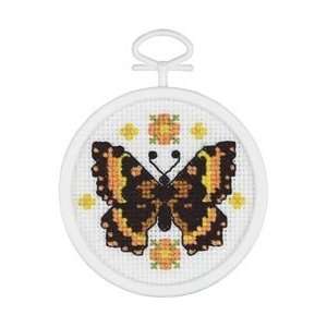 Janlynn Beautiful Butterfly Mini Counted Cross Stitch Kit 2 1/2 Round 