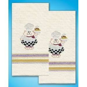  Stamped Kitchen Towels For Embroidery Cat Chef Arts 