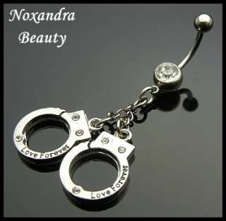 Double Cuffs Rinestone 316L Steel Navel Belly Ring Body Piercing 