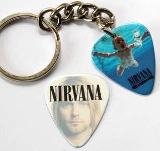 Nirvana Kurt Cobain Guitar Pick Key Chain   Two Sided  