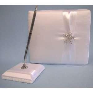  Crystal Snowflake Guest Book and Pen Set   Perfect for 