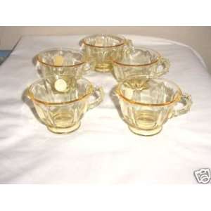  Fostoria Yellow Baroque Cups Set of 5 